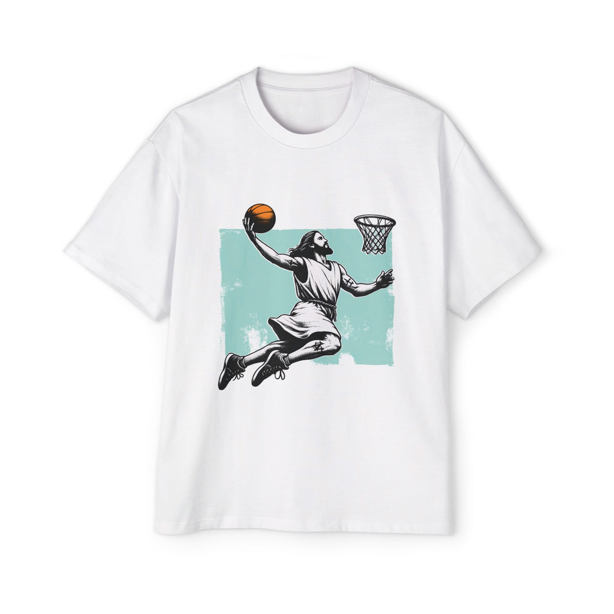 Jesus Playing Basketball Graphic Tee-INNBLAC Fashion Apparel
