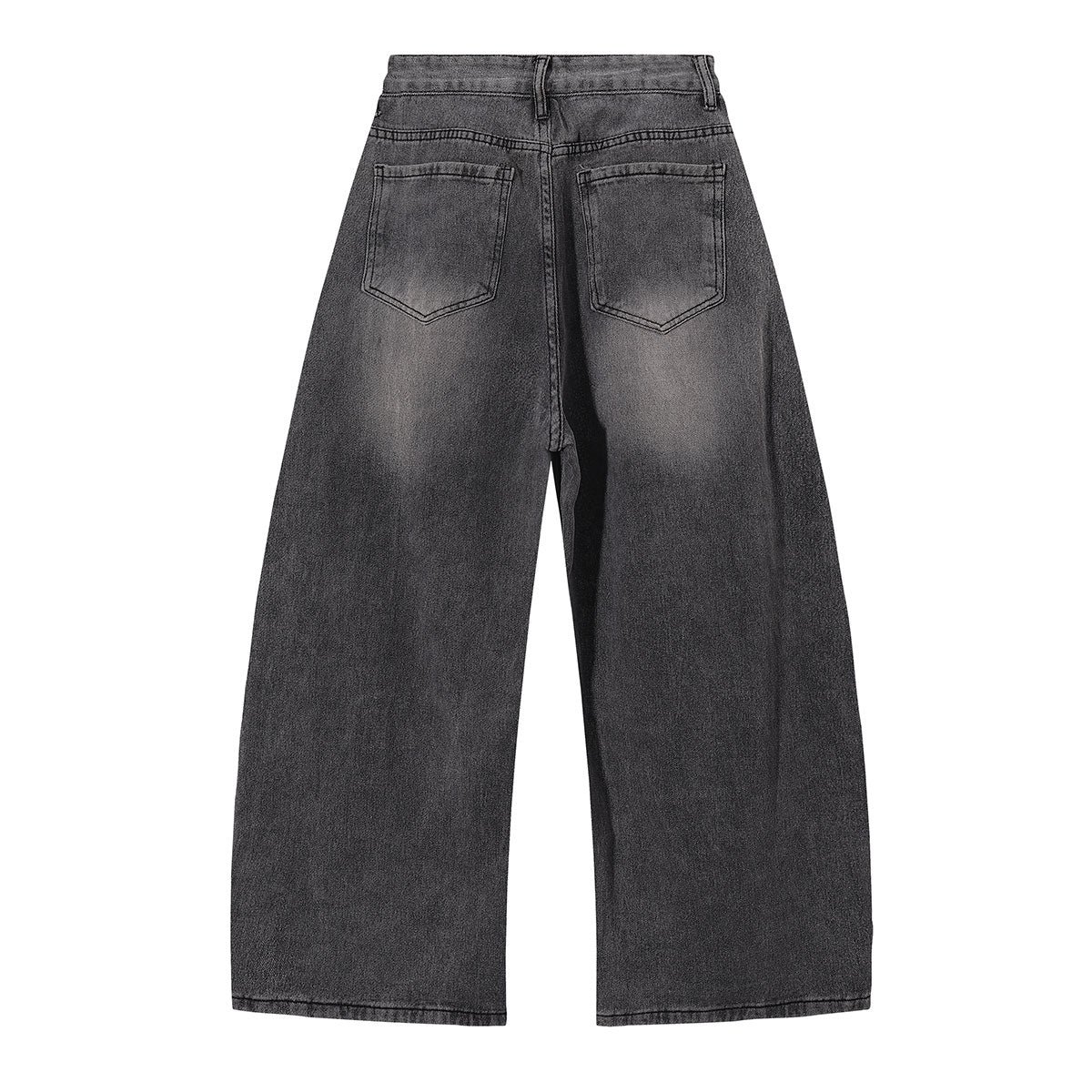 Faded Grey Distressed Wide Leg Vintage Jeans