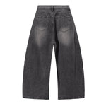Faded Grey Distressed Wide Leg Vintage Jeans