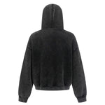 Front Pocket Button Detail Oversized Washed Hoodie