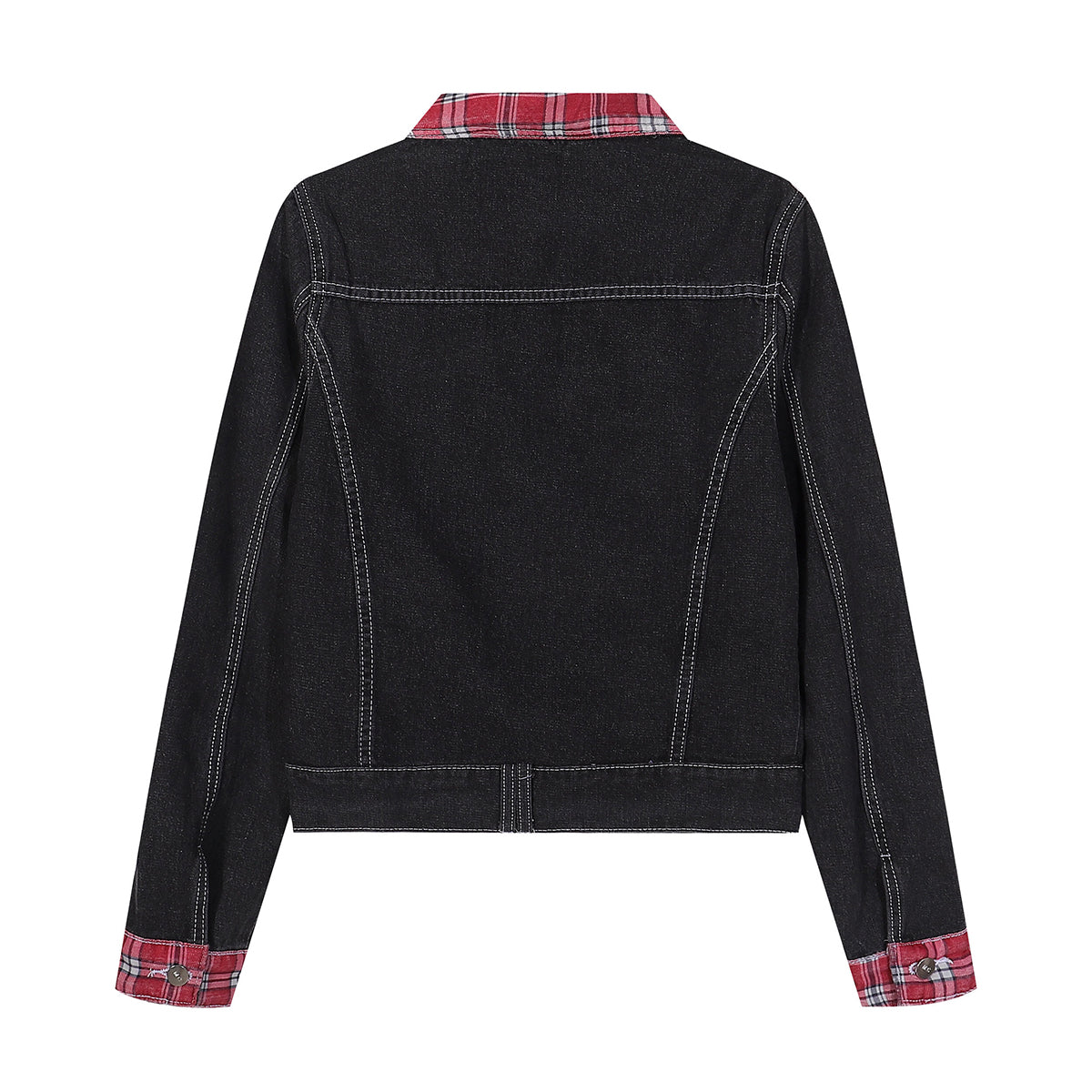 Women's Plaid Patchwork Denim Jacket