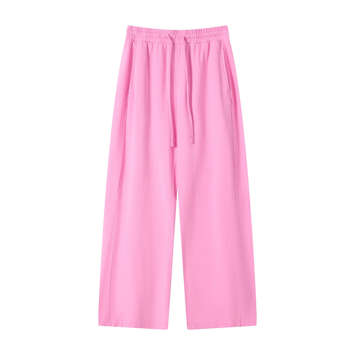 Curved Seam Straight Leg Casual Street Trousers