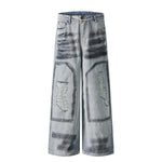 Spray-Painted Patchwork Distressed Baggy Jeans