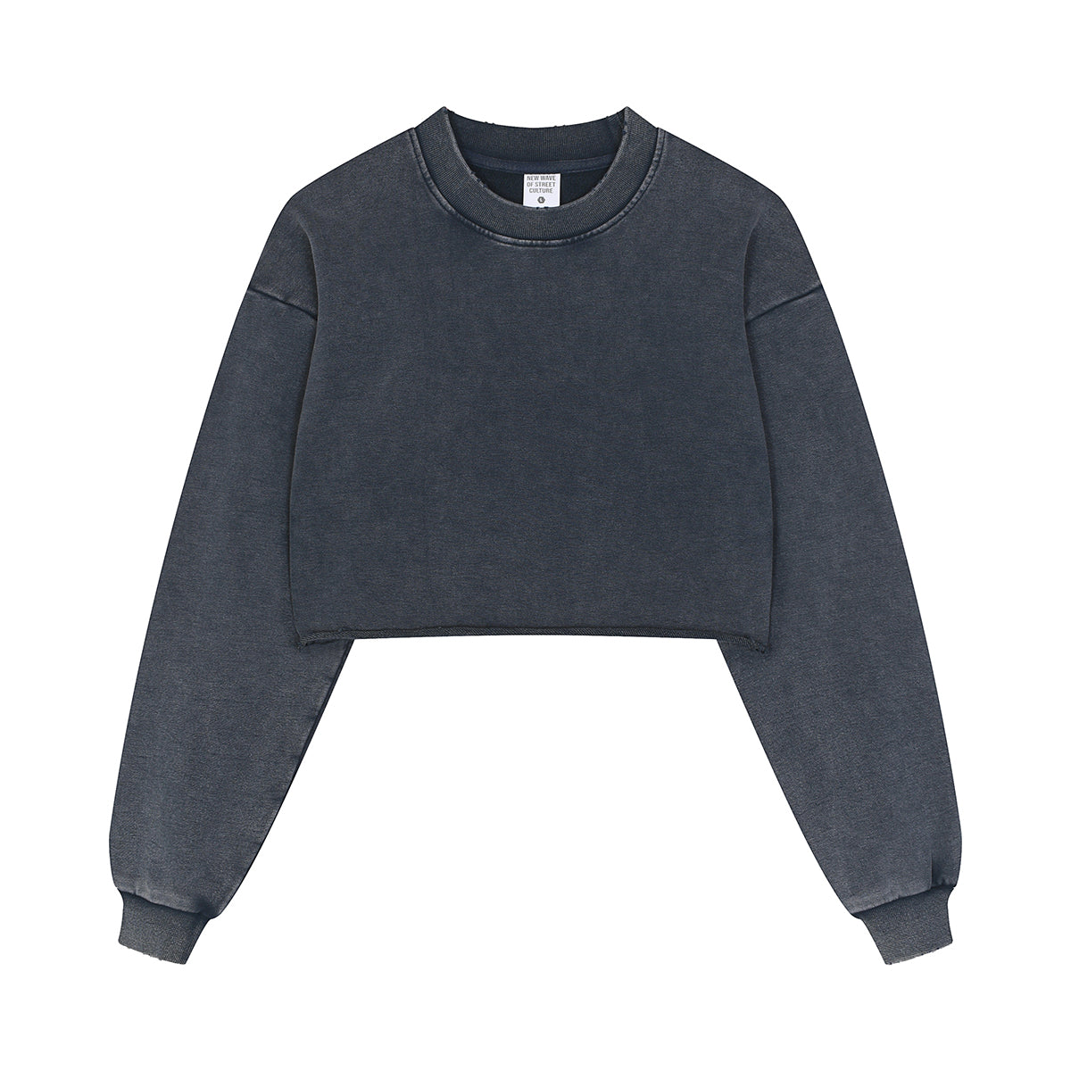 Distressed Raw Hem Crop Sweatshirt