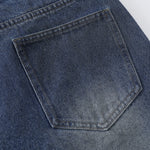 Ripped Patchwork Camo Denim Bermuda Shorts