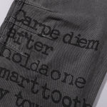 Wide Leg Black Bold Letter Print Jeans
