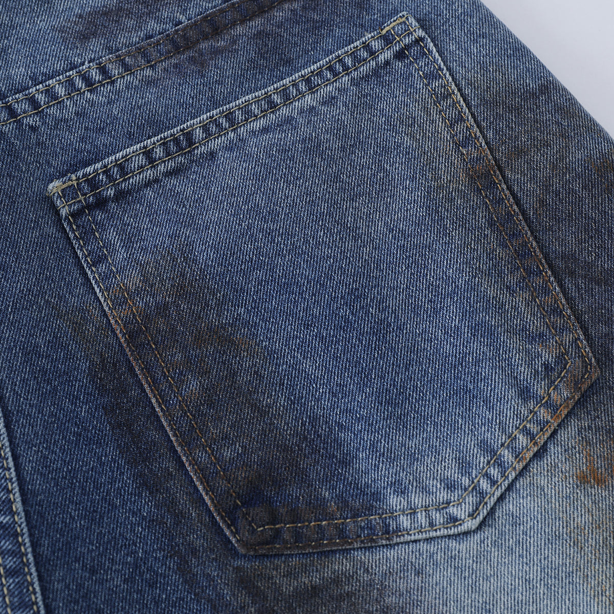 Retro Painted Barrel-Leg Denim Pants