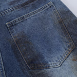 Retro Painted Barrel-Leg Denim Pants