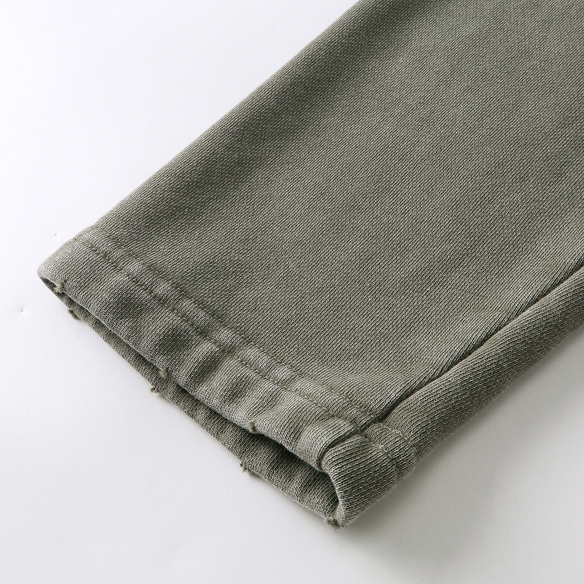 Distressed Edge Buttonless Long-Sleeve Polo