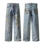 Grunge-Style Paint-Splatter Baggy Jeans
