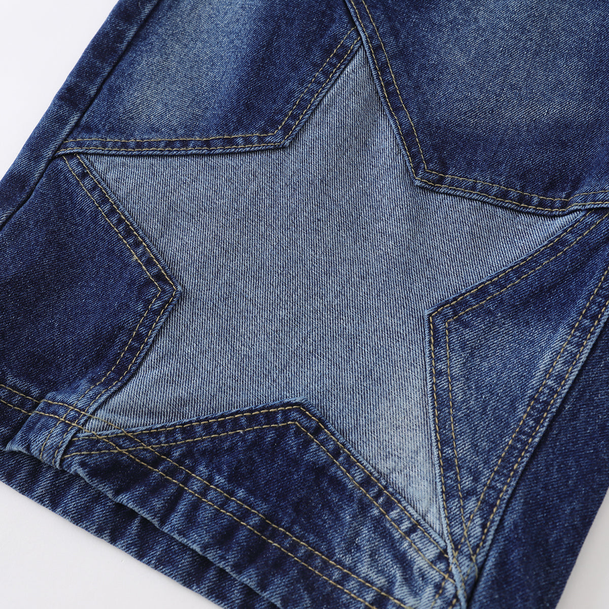 Star Patchwork Denim Bermuda Shorts