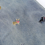 Washed Faded Dog-Embroidered Barrel-Leg Jeans