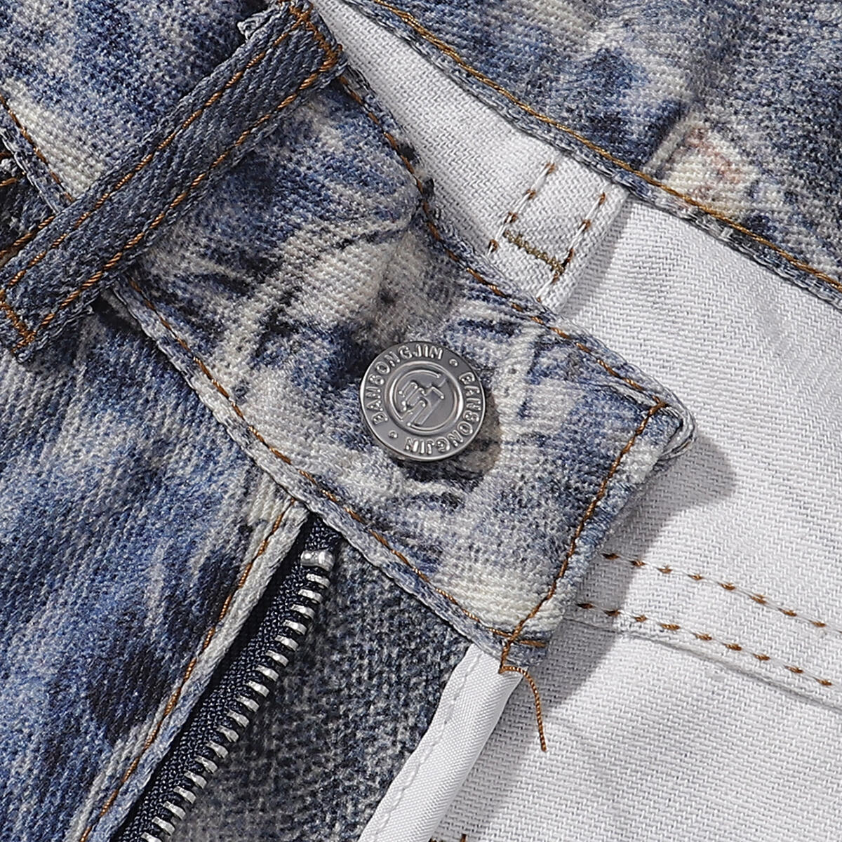 Unisex Streetwear Printed Baggy Jeans