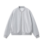 Solid Zip-Front Fleece Bomber Jacket