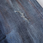 Faded Wash Distressed Baggy Frayed-Hem Jeans