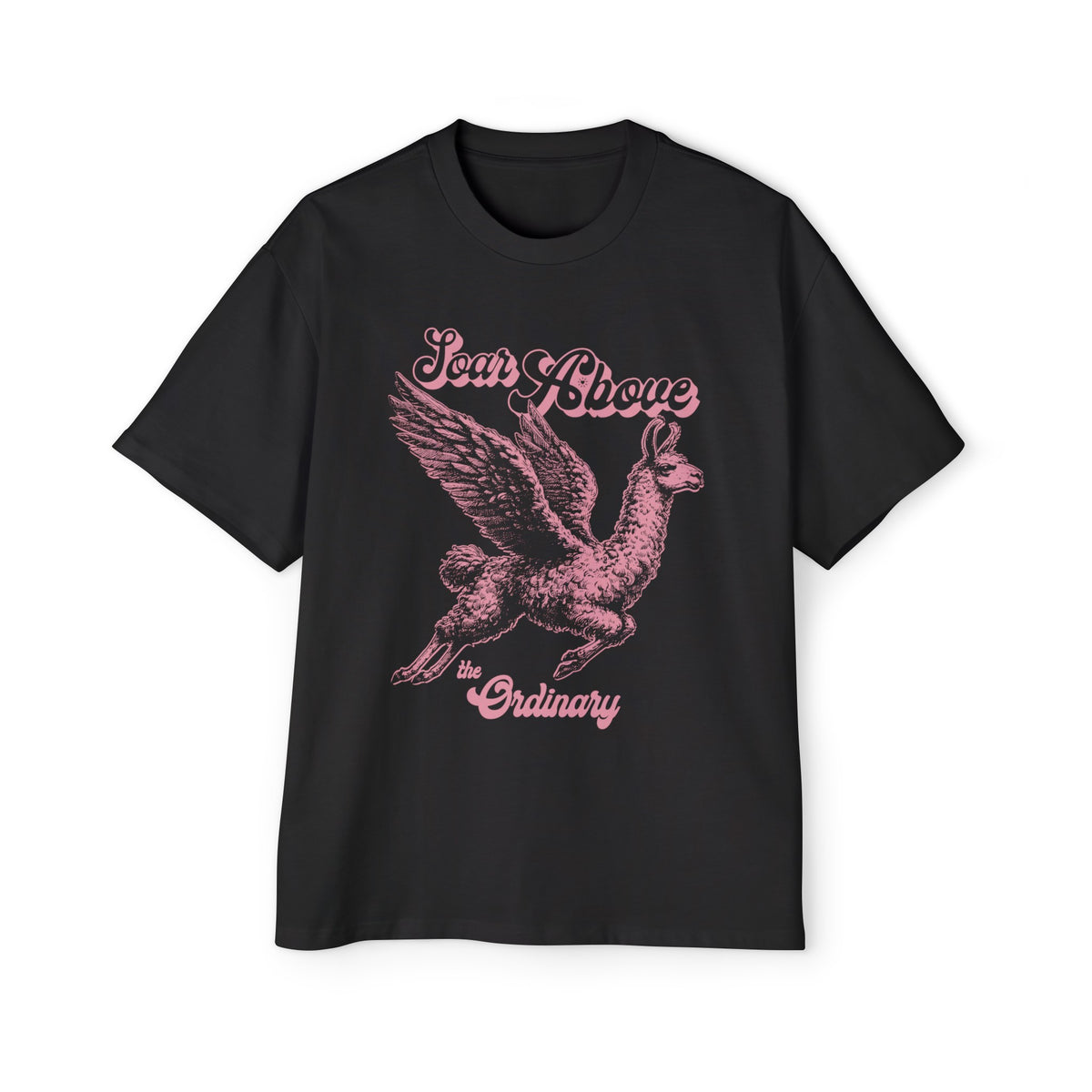 Llama Alpaca Flying Retro Graphic Tee-INNBLAC Fashion Apparel