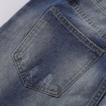 Vintage Wash Whisker Faded Straight Leg Jeans