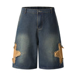 Elastic Waist Star Applique Bermuda Shorts