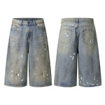 Bermudas con lavado vintage y salpicaduras de tinta