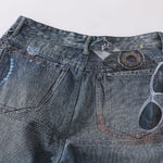 Cartoon Printed Baggy Denim Pants