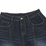 Dark Wash Embroidered Barrel-Leg Jeans