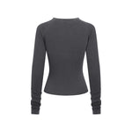 Crew-Neck Long Sleeve Ribbed Top