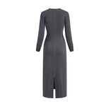 Slim Fit Long Sleeves Ribbed Midi Dress