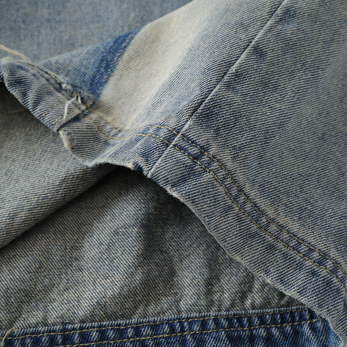 Vintage Wash Straight Leg Denim Bermuda Shorts