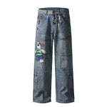 Cartoon Printed Baggy Denim Pants