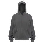 Distressed Vintage Wash Zip Up Hoodie