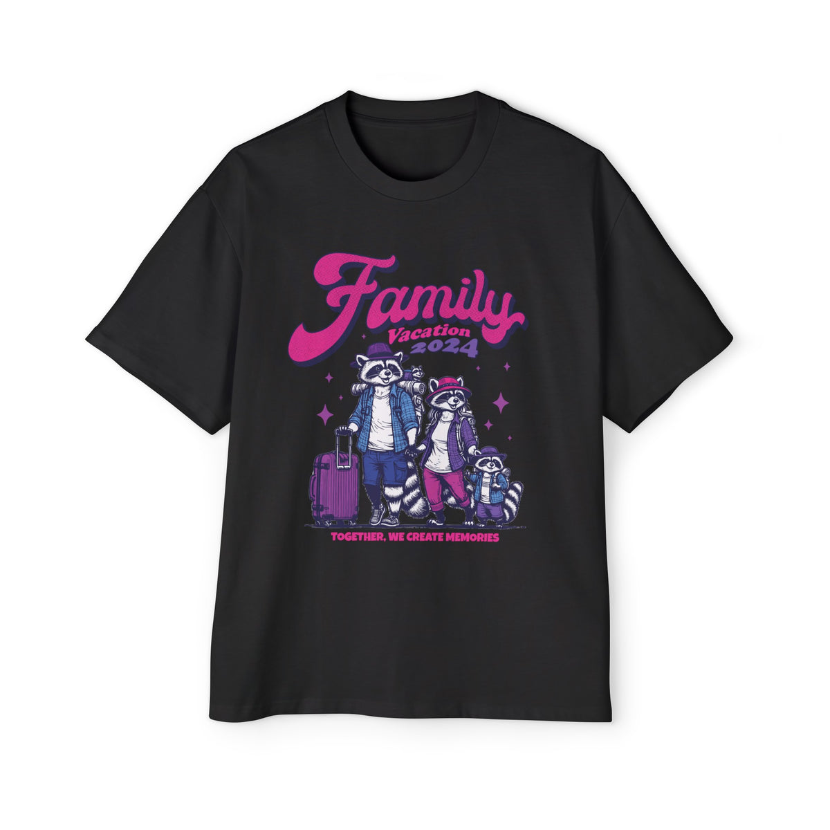 Raccoons Family Vacation Trips Graphic Tee-INNBLAC Fashion Apparel