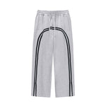 Contrast Arc Stripe Baggy Trousers-INNBLAC Fashion Apparel
