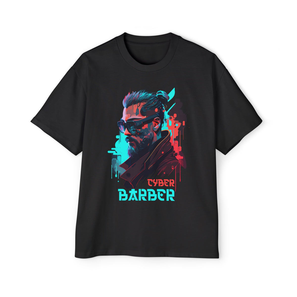 Cyber Barber Glitch Graphic Tee-INNBLAC Fashion Apparel