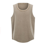 Wax-Dye Waffle Knit Vintage Washed U-Neck Vest