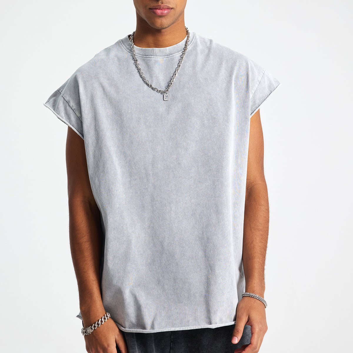 Washed Raw Edge Baggy Tank Top 8oz