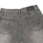 Smoky Gray Distressed Wide-Leg Jeans