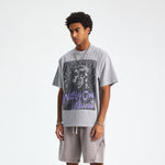 Vintage Washed Oversized Gray Print Tee