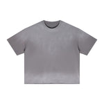 Boxy Raw Edge Washed Loose Short Sleeve Tee