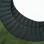 Oversized Color-Block Ribbed Collar Comfortable Tee