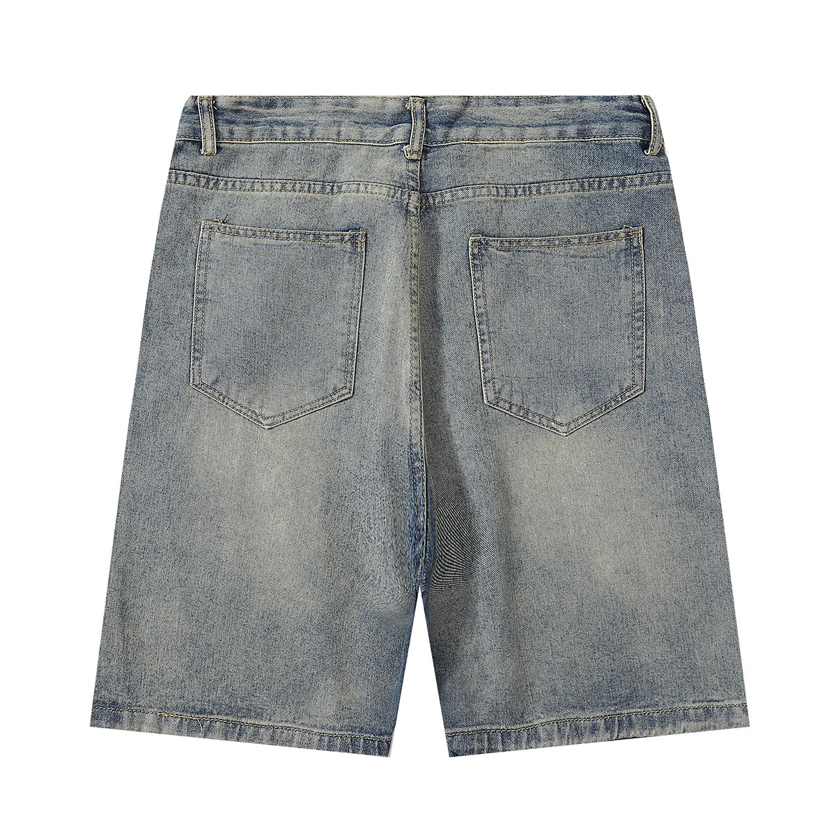 Classic Mid Waist Straight Leg Denim Shorts
