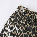 Straight Leg Leopard Bermuda Cotton Shorts