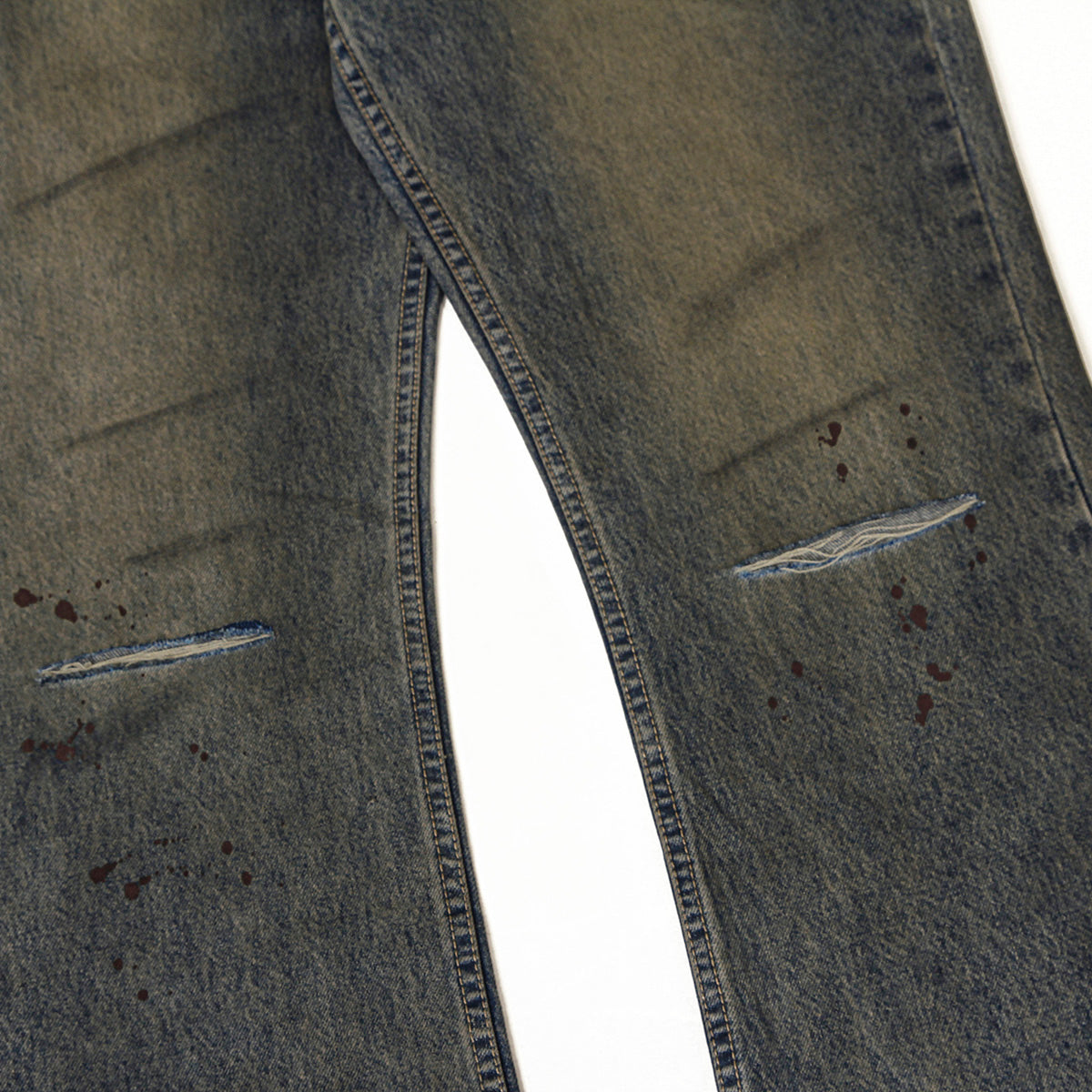 Vintage Wash Ripped Knee Loose Jeans