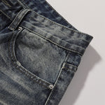 Vintage Washed Distressed Light Blue Wide Jeans