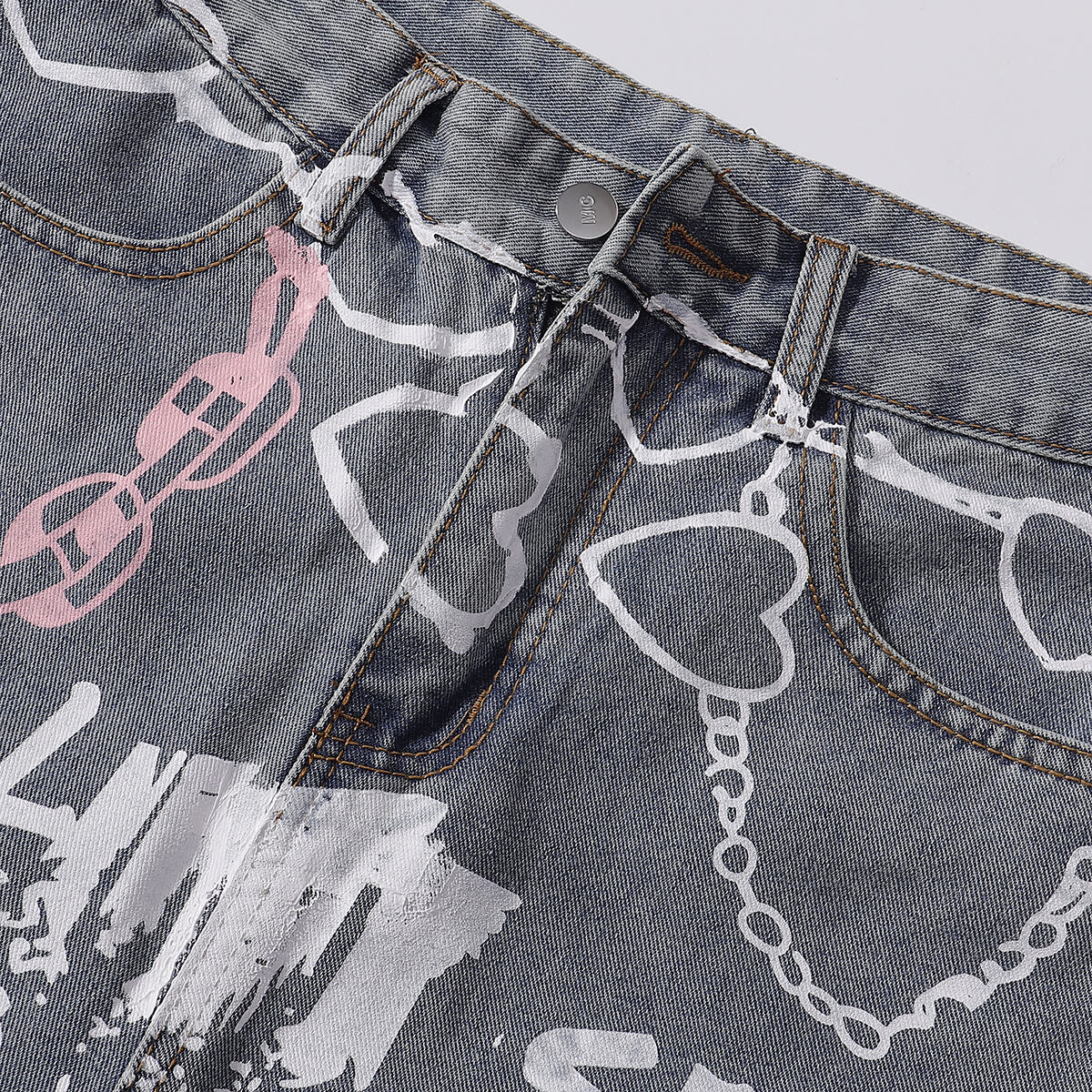 Streetwear Graffiti Printed Baggy Jeans