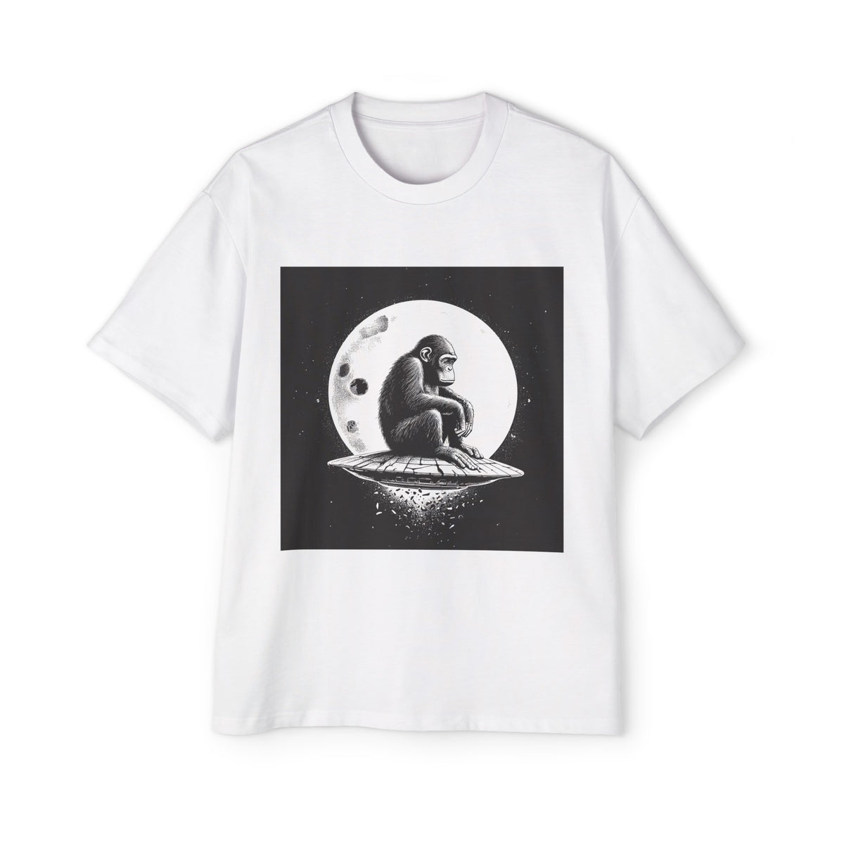 Lonely Monkey Sitting On UFO Graphic Tee-INNBLAC Fashion Apparel
