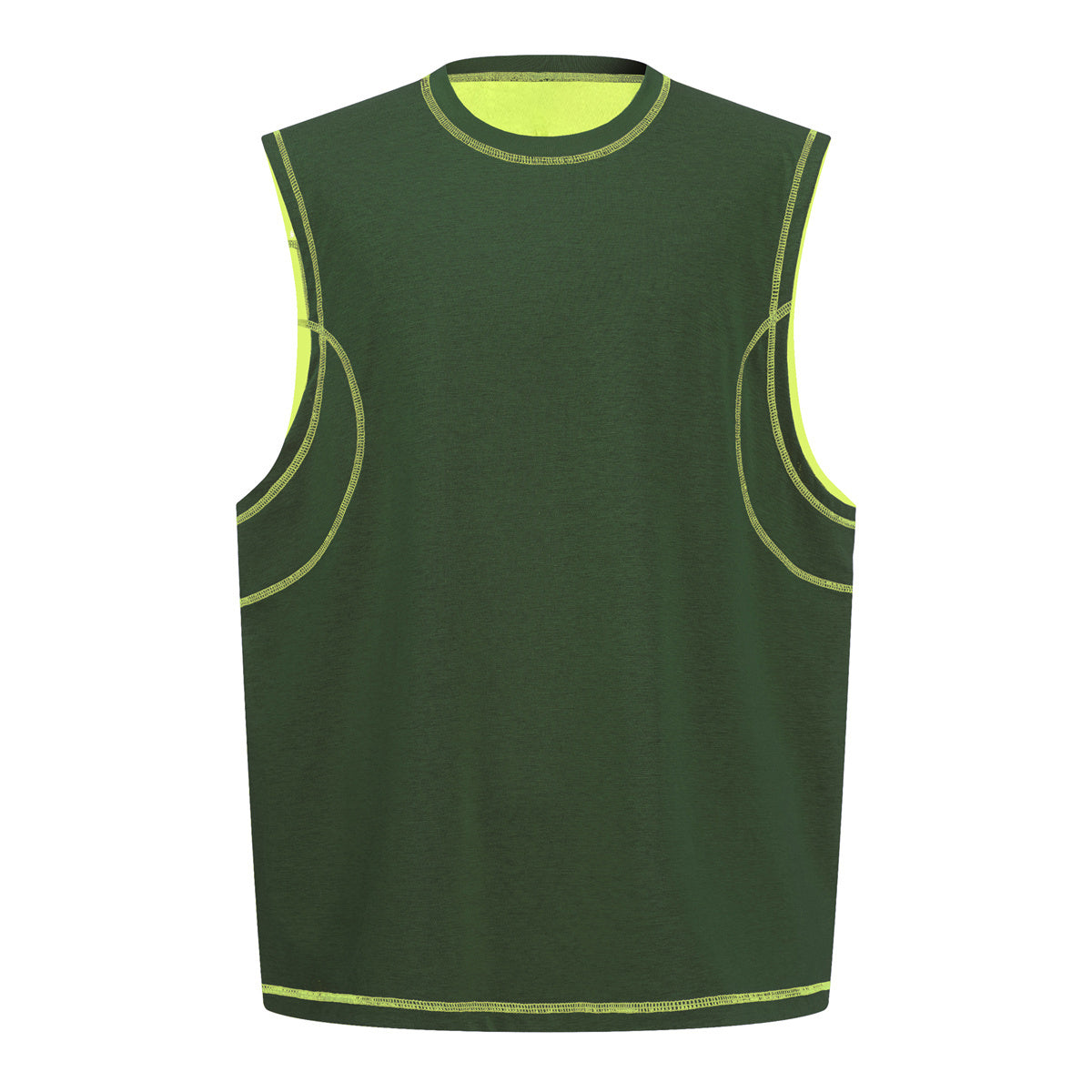 Contrast Stitching Sleeveless Crew Neck Casual Sport Tee
