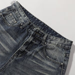 Vintage Washed Distressed Light Blue Wide Jeans