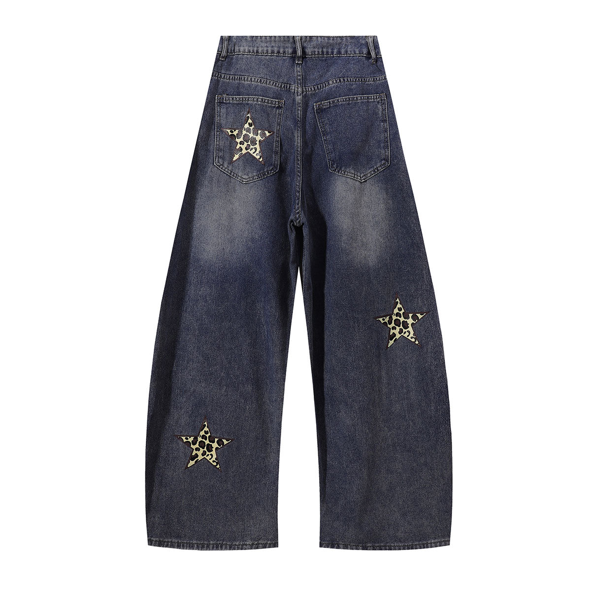 Leopard Star Patch Wide-Leg Denim Jeans