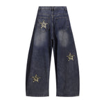 Leopard Star Patch Wide-Leg Denim Jeans