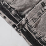 "BODY" Graphic Distressed Denim Jacket